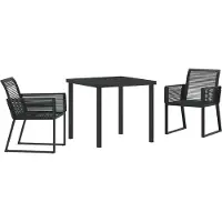 Syfax Ensemble de salle à manger pour jardin 3 pcs Noir