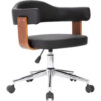Syfax Chaise pivotante de bureau Noir Bois courbé et similicuir