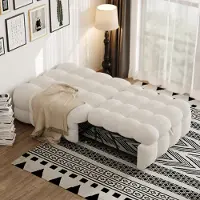 MODFU Canapé-lit extensible , pouf 2-en-1, canapé relax simple avec structure métallique, meuble rembourré, beige