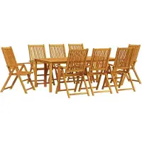 Syfax Ensemble de salle à manger pour jardin Pliable 9 pcs Marron