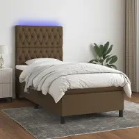 Prolenta Maison Exclusive - Sommier à lattes de lit et matelas et LED Marron foncé 80x200cm