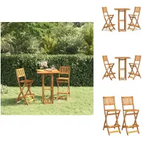 vidaXL Ensemble de bar de jardin 3 pièces en bois massif d'acacia - ensembles de meubles de jardin