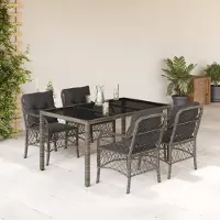 Prolenta Maison Exclusive - Ensemble à manger de jardin 5 pcs coussins gris résine tressée