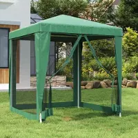 vidaXL Tente de réception de style élégant avec 4 parois latérales en maille Vert 2x2 m HDPE - Pavillons & Tentes de réception Hommie5942796 1parcel