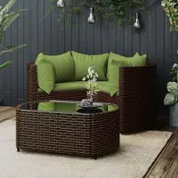 Prolenta Maison Exclusive - Ensemble salon de jardin 4 pièces avec coussins, polyrotin marron