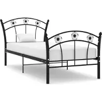Syfax Cadre de lit sans matelas noir métal 90x200 cm
