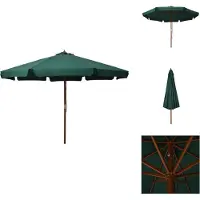 vidaXL Parasol avec mât en bois 330 cm Vert - Parasols & ombrelles