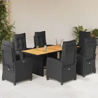 Prolenta Maison Exclusive - Ensemble à manger de jardin coussins 7pcs Noir Résine tressée