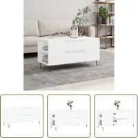 The Living Store Table basse blanche 102x44,5x50 cm bois composite