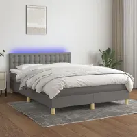 Prolenta Maison Exclusive - Sommier à lattes de lit et matelas et LED Gris foncé 140x190 cm