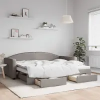 Prolenta Maison Exclusive - Lit de jour convertible avec tiroirs, taupe, 90 x 200 cm, tissu