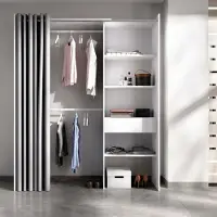 Dmora Arim – Grande Garde-robe, 160x205h cm Blanc, Porte-manteaux
