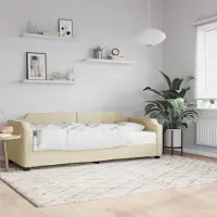 Prolenta Maison Exclusive - Lit de jour avec matelas, couleur crème, 100 x 200 cm, tissu