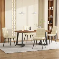 Sweiko 117x68cm Table de salle à manger,(1-St), Structure en métal Table de salle à manger rectangulaire, bois veiné Table de cuisine avec pieds en métal pour salle à manger salon, noir /couleur noyer