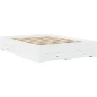 Syfax Cadre de lit avec tiroirs sans matelas blanc 140x190 cm
