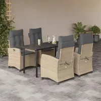Prolenta Maison Exclusive - Ensemble à manger de jardin coussins 5 pcs mélange beige rotin