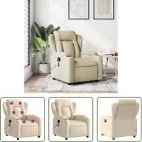 The Living Store Fauteuil de massage Crème Tissu