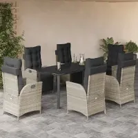 Prolenta Maison Exclusive - Ensemble à manger de jardin et coussins 7 pcs gris clair rotin