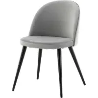 Furnlux Classic FURNLUX Chaise de salle à manger en velours gris et noir 50cm / Hauptfarbe : Grau / Abmessungen : 50 x 57 x 77 cm