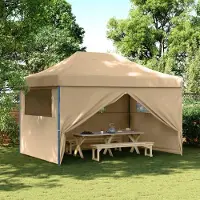 Prolenta Maison Exclusive - Tente de réception pliable Pop-Up avec 4 panneaux latéraux, beige