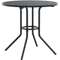 Syfax Table de patio ronde anthracite acier enduit de poudre