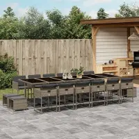 Prolenta Maison Exclusive - Ensemble à manger de jardin 17 pcs et coussins résine tressée
