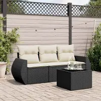 Prolenta Maison Exclusive - Salon de jardin 4 pcs avec coussins noir résine tressée