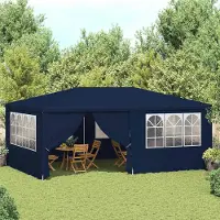 Prolenta Tente de fête professionnelle "Maison Exclusive", avec parois latérales, dimensions 4x6 mètres, couleur bleue, grammage 90 g/m²