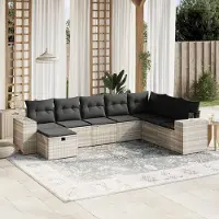 Prolenta Maison Exclusive - Salon de jardin 8 pcs avec coussins gris clair résine tressée