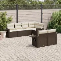 Prolenta Maison Exclusive - Salon de jardin avec coussins 7 pcs marron résine tressée