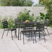 Prolenta Maison Exclusive - Ensemble de salon de jardin 7 pièces en acier anthracite