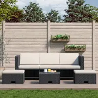 Prolenta Maison Exclusive - Ensemble salon de jardin 4 pièces avec coussins en polyrotin noir