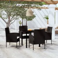 Prolenta Maison Exclusive - Ensemble de salle à manger de jardin 5 pièces noir