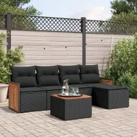 Prolenta Maison Exclusive - Ensemble de salon de jardin 6 pièces avec coussins, rotin synthétique noir