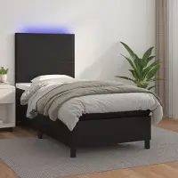 Prolenta Maison Exclusive - Sommier à lattes de lit avec matelas et LED Noir 100x200 cm