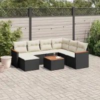 Prolenta Maison Exclusive - Salon de jardin 8 pcs avec coussins noir résine tressée