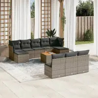 Prolenta Maison Exclusive - Salon de jardin 11 pcs avec coussins gris résine tressée