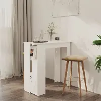 Prolenta Maison Exclusive - Table de bar avec étagère Blanc 102x50x103,5 cm Matériau dérivé du bois