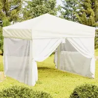 Prolenta Tente de réception pliable de luxe, avec parois latérales crème, dimensions 3x3 mètres