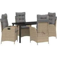 Syfax Ensemble de salle à manger pour jardin 5 pcs Beige polyrotin