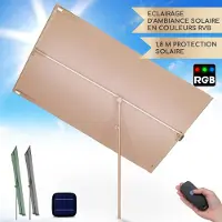 Blumfeldt Parasol Flex Garden Intelligent, Parasol de Jardin Exterieur et Balcon, Panneaux Solaires, Lumières LED, Protection UV, Etanche, Parasol Deporte Réglables Hauteur, Angle - Base Non Incluse