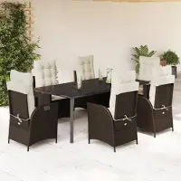 Prolenta Maison Exclusive - Ensemble à manger de jardin et coussins 7 pcs marron rotin