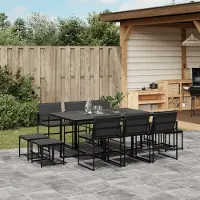Prolenta Maison Exclusive - Ensemble de salle à manger d'extérieur 11 pièces avec coussins, en Textilene noir