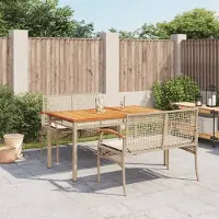 Prolenta Maison Exclusive - Ensemble à manger de jardin et coussins 3 pcs Beige poly rotin