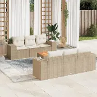Prolenta Maison Exclusive - Salon de jardin avec coussins 7 pcs beige résine tressée