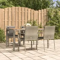 Prolenta Maison Exclusive - Ensemble de salle à manger de jardin 5 pièces avec coussins, gris, rotin synthétique