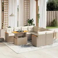 Prolenta Maison Exclusive - Salon de jardin avec coussins 9 pcs beige résine tressée