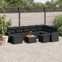 Prolenta Maison Exclusive - Salon de jardin 10 pcs avec coussins noir résine tressée