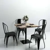 Prolenta Maison Exclusive - Table de bistrot en MDF et acier, carrée, 80 x 80 x 75 cm, aspect chêne