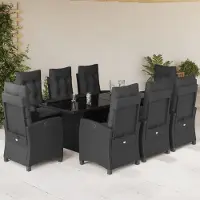 Prolenta Maison Exclusive - Ensemble à manger de jardin 9pcs coussins noir résine tressée